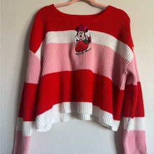Disney Red and Pink Striped Sweater with Character Patch